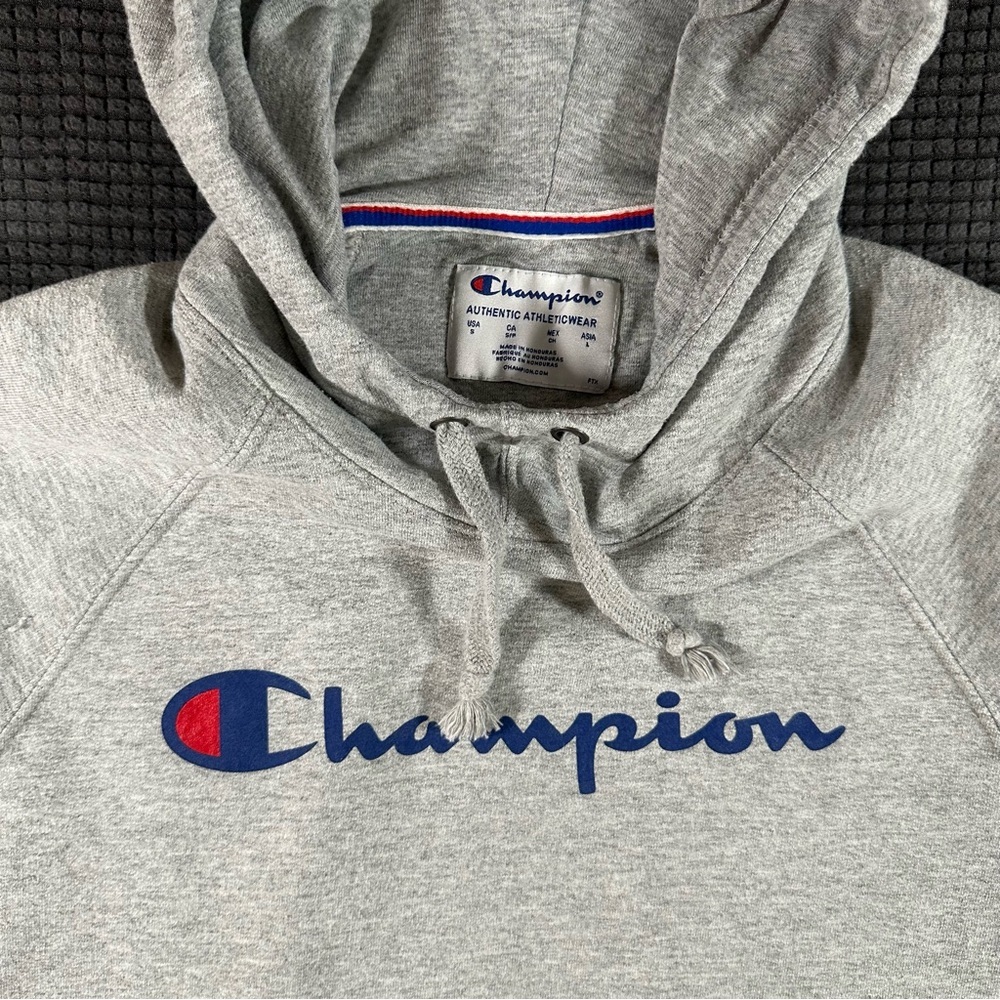 Champion Authentic Athleticwear Gray Logo Hoodie Pullover Small - Picture 3 of 4